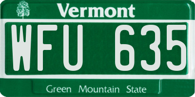 VT license plate WFU635