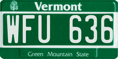 VT license plate WFU636