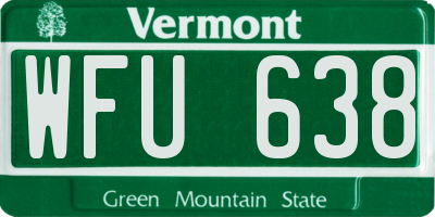 VT license plate WFU638