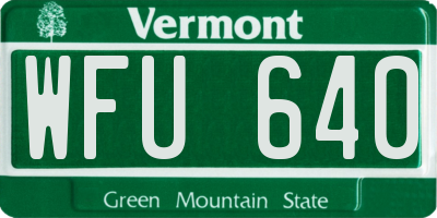VT license plate WFU640
