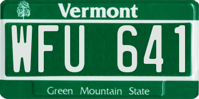 VT license plate WFU641