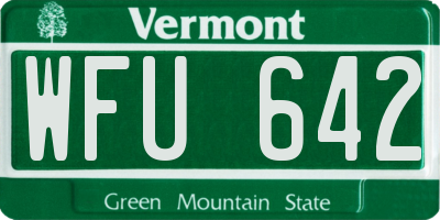 VT license plate WFU642