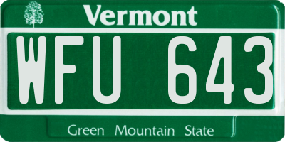 VT license plate WFU643