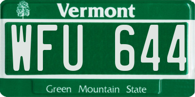 VT license plate WFU644