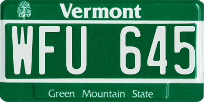 VT license plate WFU645