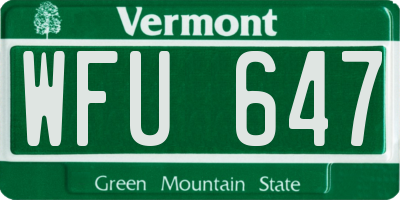 VT license plate WFU647