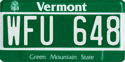 VT license plate WFU648