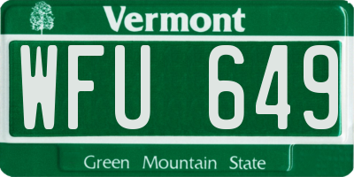 VT license plate WFU649