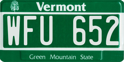VT license plate WFU652