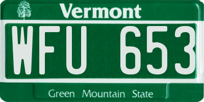 VT license plate WFU653