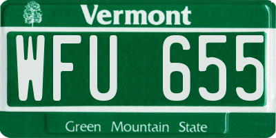 VT license plate WFU655