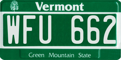 VT license plate WFU662