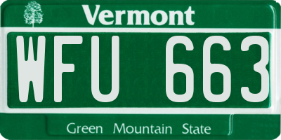 VT license plate WFU663