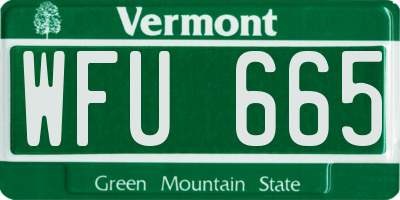 VT license plate WFU665