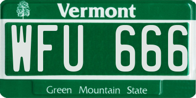 VT license plate WFU666