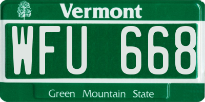 VT license plate WFU668