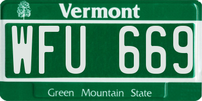 VT license plate WFU669