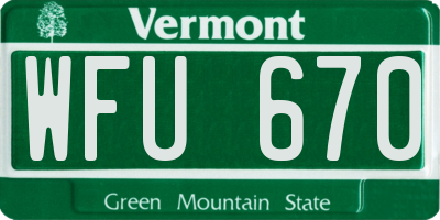 VT license plate WFU670