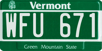 VT license plate WFU671