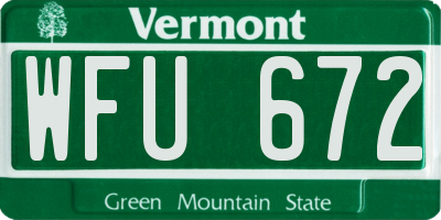 VT license plate WFU672