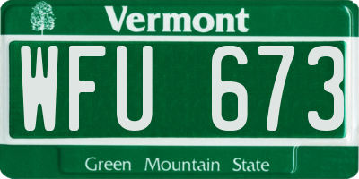VT license plate WFU673