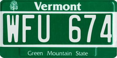 VT license plate WFU674