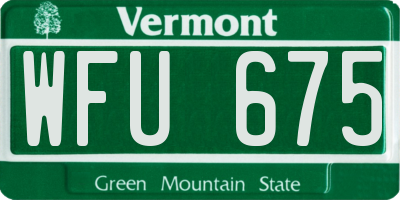 VT license plate WFU675