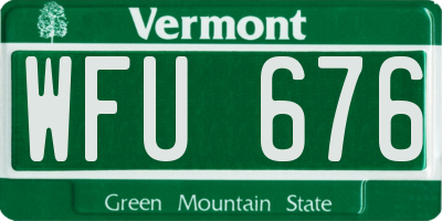 VT license plate WFU676