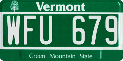 VT license plate WFU679