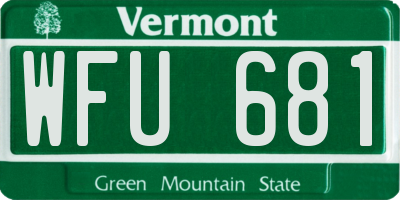 VT license plate WFU681