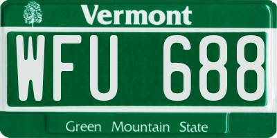 VT license plate WFU688