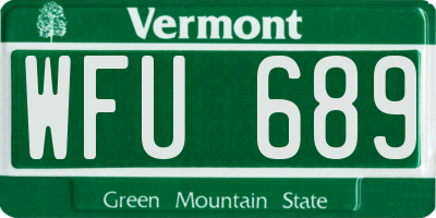 VT license plate WFU689