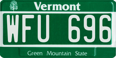 VT license plate WFU696