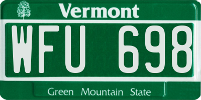 VT license plate WFU698