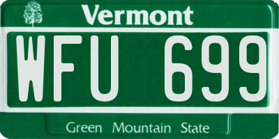 VT license plate WFU699