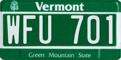 VT license plate WFU701