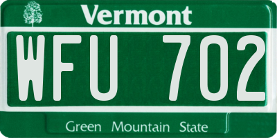 VT license plate WFU702