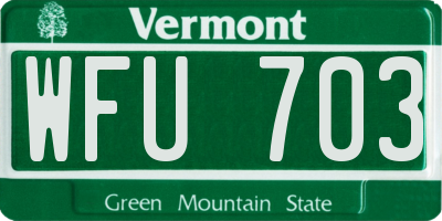 VT license plate WFU703