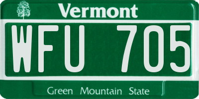 VT license plate WFU705