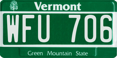 VT license plate WFU706