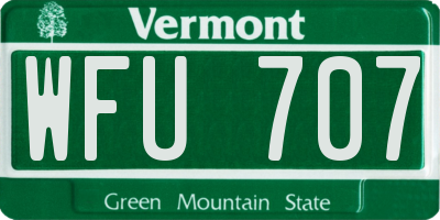 VT license plate WFU707