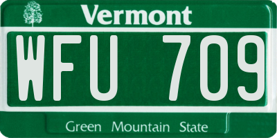 VT license plate WFU709