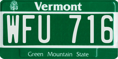 VT license plate WFU716