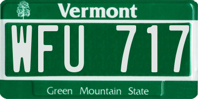 VT license plate WFU717