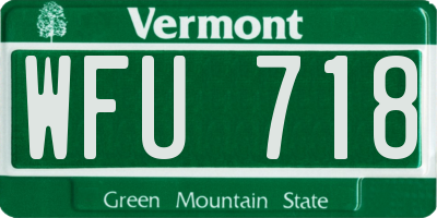 VT license plate WFU718