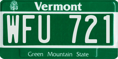 VT license plate WFU721