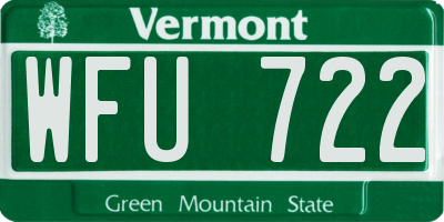 VT license plate WFU722