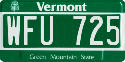 VT license plate WFU725