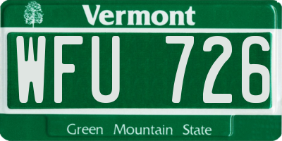 VT license plate WFU726