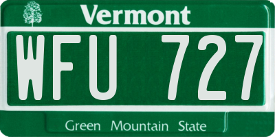 VT license plate WFU727